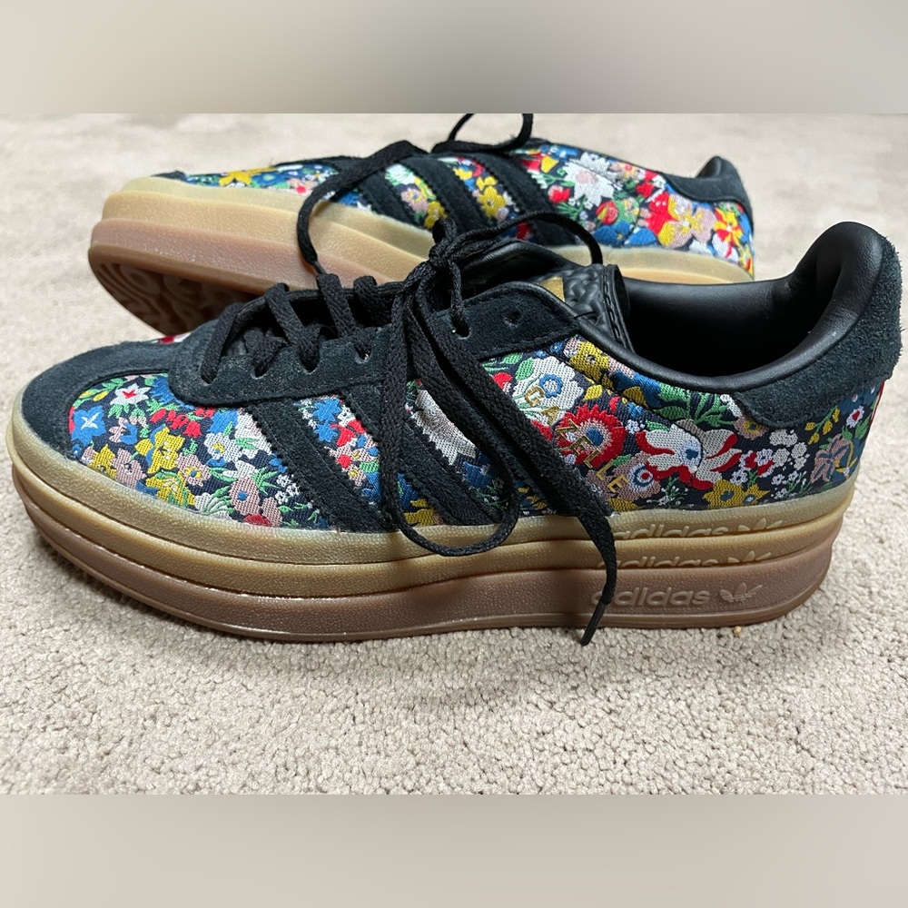 Adidas Gazelle Bold Liberty London Floral Embroidery Women's Sneakers, size 7 - Picture 2 of 9